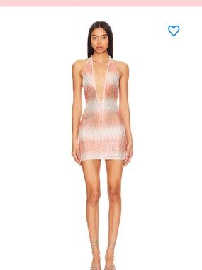 Plunging Halter Sequin Mini Dress in Peach Pink